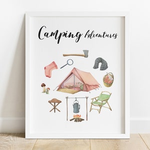 Wall art, Watercolor Poster, Printable Wall art, Gift, Camper Poster, Digital Download, Happy Camper Wall Art