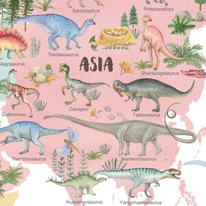 Dinosaur World Map, Dinosaur Wall Art, Kids World Map Print, Nursery ...