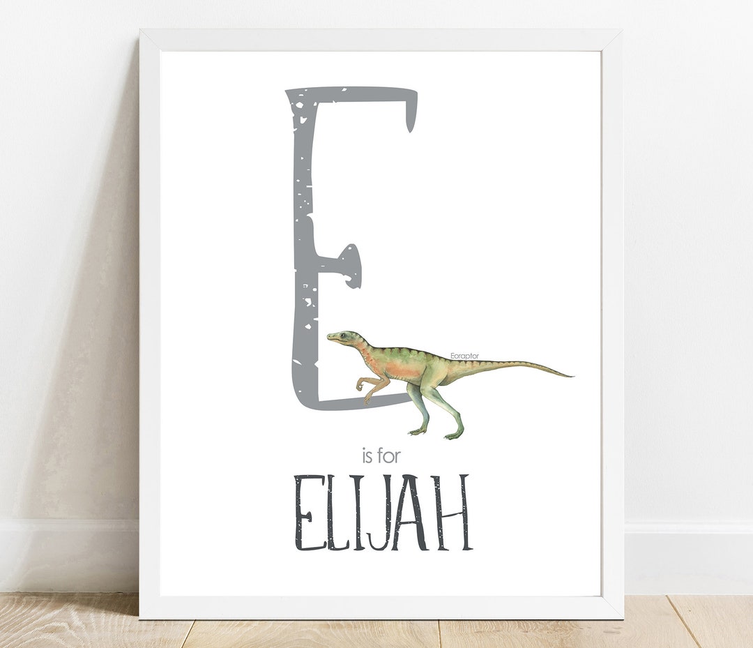 Kids Raptor Names Personalized Name Print, Eoraptor Dinosaur Printable, Kids Room Art ...