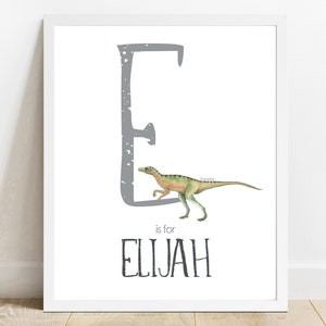 Personalized Name Print, Eoraptor Dinosaur Printable, KIds Room Art, Custom Name, Nursery Decor, Bedroom Print, Name Sign
