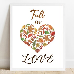 Fall IN Love Fall Decor,Fall Printable Wall Art,Thanksgiving Decor,Fall Wall Art,Autumn Decor, Watercolor Printable Wall Art