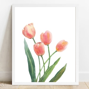 Pink Tulip Print, Tulip Printable Wall Art, Spring Wall Art, Flower Poster, Spring Tulip Print, Easter Wall Decor