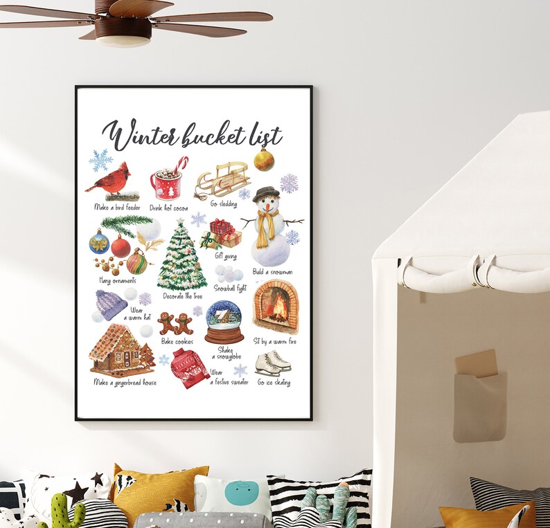 Winter Bucket List Wall Art Winter Printable Wall Artwinter | Etsy