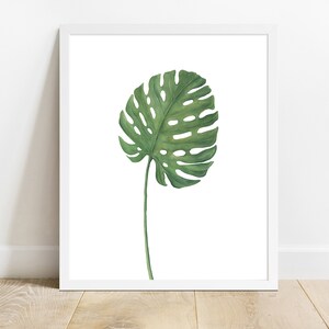 Monstera Print, Tropical  WAll Art, Botanical Print, Watercolor Prints, Greenery Wall Art, Living Room Wall Art, Monstera digital download