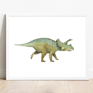 Dinosaur Triceratops Watercolor Prints, Nursery Wall Art, Dinosaur Nursery Printables,Nusery Decor, Kids Room Decor
