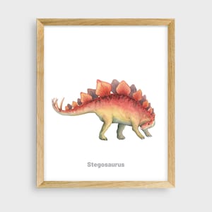 Dinosaur Stegosaurus Watercolor Prints, Nursery Wall Art, Dinosaur Nursery Printables,Nusery Decor, Kids Room Decor