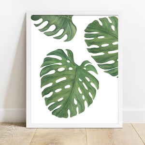 Monstera Print, Tropical  WAll Art, Botanical Print, Watercolor Prints, Greenery Wall Art, Living Room Wall Art, Monstera digital download