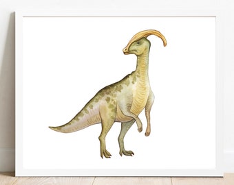 Dinosaur Parasaurolophus Watercolor Prints, Nursery Wall Art, Dinosaur Nursery Printables,Nusery Decor, Kids Room Decor