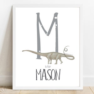 Personalized Name print, Mamenchisaurus Dinosaur  Printable, KIds Room Art, Custom Name, Nursery Decor, Bedroom Print, Name Sign