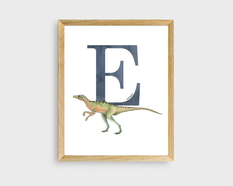 Letter E Eoraptor Dinosaur Watercolor Prints Nursery Wall - Etsy Hong Kong