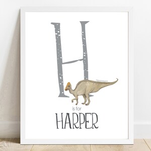 Personalized Name Print, Hypacrosaurus Dinosaur Printable, KIds Room Art, Custom Name, Nursery Decor, Bedroom Print, Name Sign