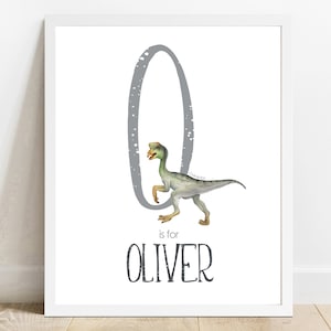 Personalized Name print, Oviraptor Dinosaur Printable, Name Dinosaur KIds Room Art, Custom Name, Nursery Decor, Bedroom Print, Name Sign