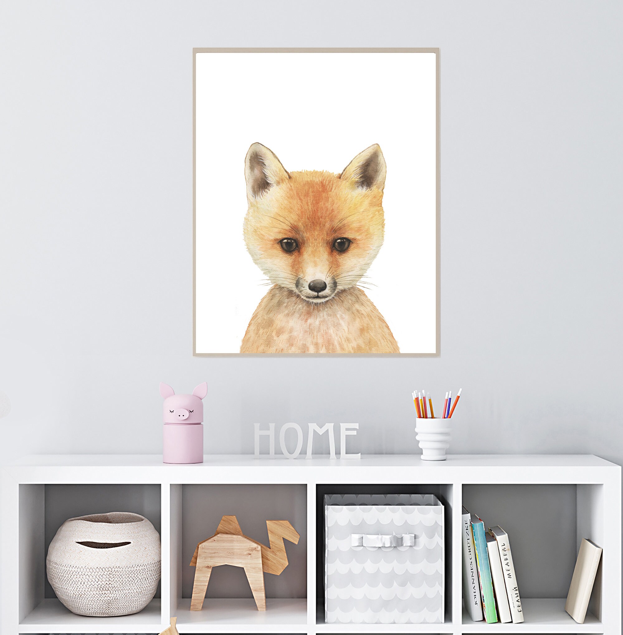 Woodland Animal Print Baby Animal Print Fox Printbaby Fox Etsy