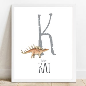 Personalized Name print, Kentrosaurus Dinosaur Printable, KIds Room Art, Custom Name, Nursery Decor, Bedroom Print, Name Sign