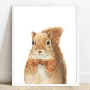 Squirrel Nursery Print: Woodland Animal Wall Art (Digital Download)