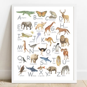 Animals Alphabet, ABC poster, Kids Children Learning, Nursery decor, Learning Home School, Preschool Poster, Alphabet Poster