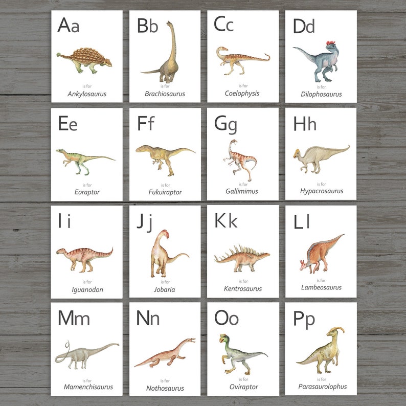 Dinosaur Flash Cards Printable ABC Cards Alphabet Cards - Etsy