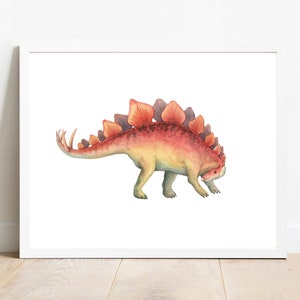 Dinosaur Stegosaurus Watercolor Prints, Nursery Wall Art, Dinosaur Nursery Printables,Nusery Decor, Kids Room Decor