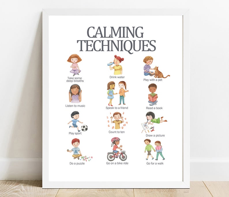 Set of 2 Calming Strategies, Feelings Poster, Educational Posters, Emotions Chart, Kids Room Deco, Homeschool Decor, Emotions poster, image 4