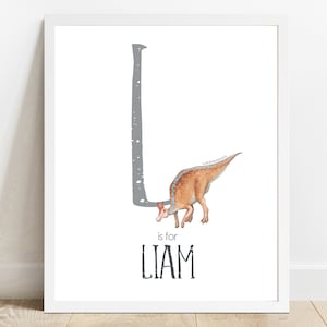 Personalized Name print, Lambeosaurus Dinosaur  Printable, KIds Room Art, Custom Name, Nursery Decor, Bedroom Print, Name Sign