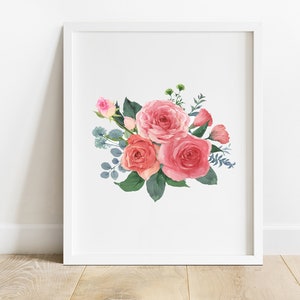 Arte mural con ramo floral, decoración floral para habitación infantil, descarga instantánea de arte imprimible