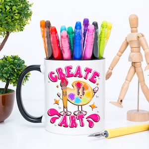 Create Art Ceramic Accent Coffee Mug | Painter Coffee Mug | Artist Gifts | Art Teacher Gifts | Art Teacher Coffee Mug | Gift for Creatives