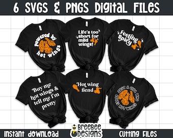 Hot Wing Lover SVG PNG Bundle – Spicy Foodie Graphics (Digital Download)