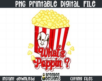 O que está estourando pipoca PNG | Comida engraçada png | Arquivo digital PNG retrô moderno | Gráfico de sublimação de aniversário de cinema de pipoca infantil