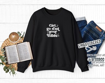 Bible Christian Embroidered Sweatshirt | Faith Scripture Jesus Crewneck