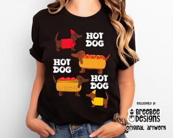 Dachshund Hot Dog Tee, Wiener Dog Shirt, Sausage Dog T-shirt, Funny Dog Lover Gift, Pet Owner Shirt, Animal Graphic Top