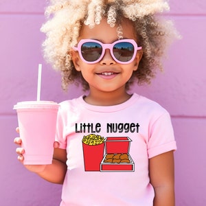 Little Nugget Youth Short Sleeve Tee | Nuggets and French Fries Youth Tee | Kids Fast Food Tee | Chicken Nugget Kid Shirt | Youth Food Tee