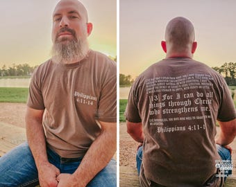 Philippians 4 Shirt | Bible Verse Tee | Text Only Christian T-Shirt | Comfort Colors 1717 Espresso