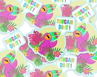 Toucan Do It Waterproof Sticker | Motivational Animal Sticker | Positive Thought Sticker | Tropical Toucan Stickers | Animal Laptop Decal