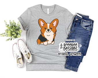 Red Tri-Color Corgi Graphic T-Shirt | Corgi Owner Gift