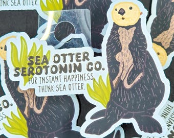 Cute Sea Otter Sticker | Kawaii Animal Decal | Matte Waterproof Vinyl Sticker | Ocean Wildlife Gift