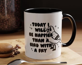 Happier Than a Bird With a Fry Mug | Whimsical Pigeon Coffee Cup