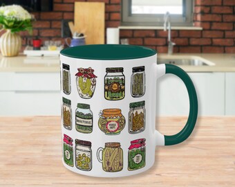 Pickle Jar Design Coffee Mug | Quirky Ceramic Foodie Cup