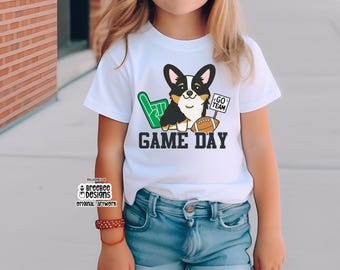 Corgi Game Day Youth Tee | Football Fan Puppy Kids Graphic Tee