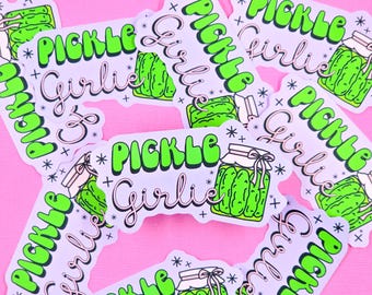 Pickle Girlie Waterproof Sticker | Aesthetic Coquette Pickle Decal | Funny Foodie Laptop Sticker | Cute Dill Sticker Gift for Her