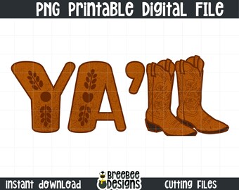 Y'all Cowboy Boots PNG – Western Rodeo Design (Digital Download)