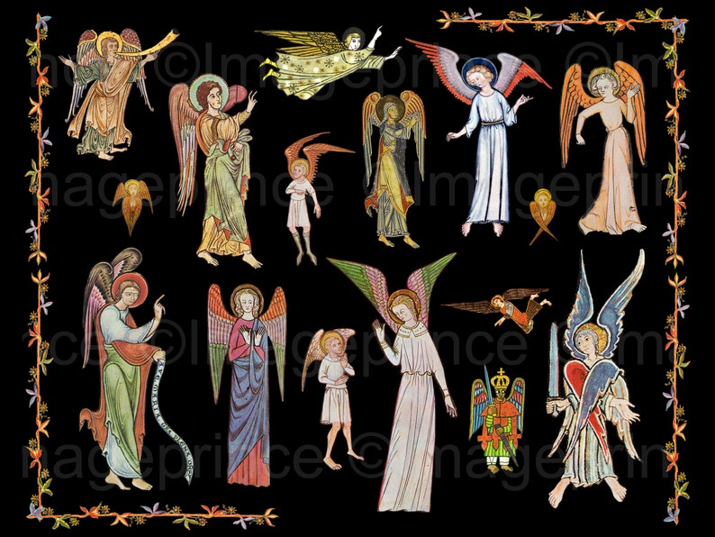 Medieval Angels Clipart: Renaissance Religious Art (17 PNG Files ...