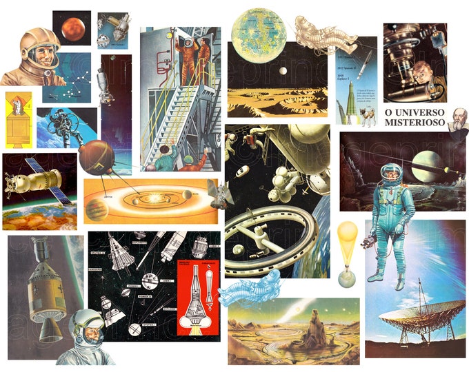 Astronomy Digital Collage Kit Vintage Illustrations of - Etsy