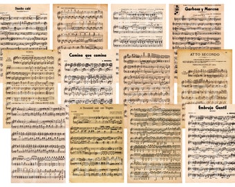 Old Sheet Music, Digital Paper - instant download, vintage neutral tones for Backgrounds, Collage, Scrapbooking