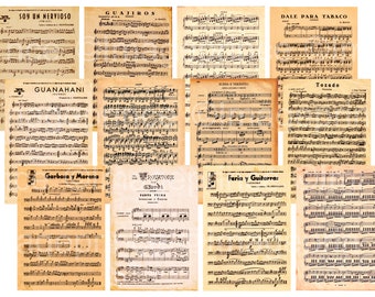 May include: A collection of vintage sheet music featuring Spanish language song titles, including "Soy un Nervioso", "Guajiros", "Dale para Tabaco", "Guanahani", "Garbosa y Morena", "Il Trovatore", "Feria y Guitarras", and "Tozudo".