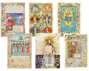 Medieval Illuminated Manuscript Pages: Religious Art Prints (Digital Download)