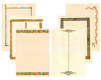 Medieval journal pages, digital paper, set of 6 for junk journal, card-making, collage, stationery, Instant download