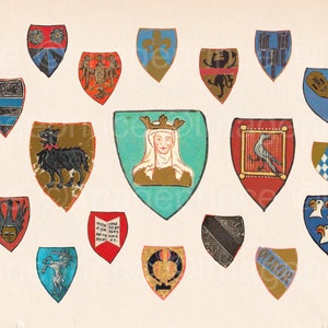 Medieval clipart shields, heraldry, coat of arms, 18 individual PNG files, Renfaire clipart, Instant Download, Commercial Use allowed