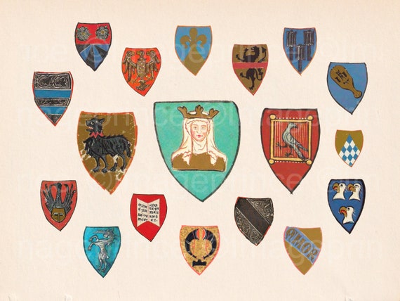 Medieval Shield Clipart: Heraldry Coat of Arms PNG (Instant Download)