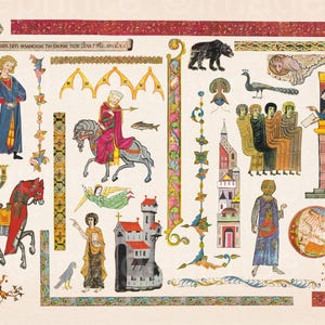 Clipart médiéval, jeunes filles, chevaliers, animaux, bordures et bordures, 35 fichiers PNG, clipart Renfaire, téléchargement immédiat, usage Commercial autorisé