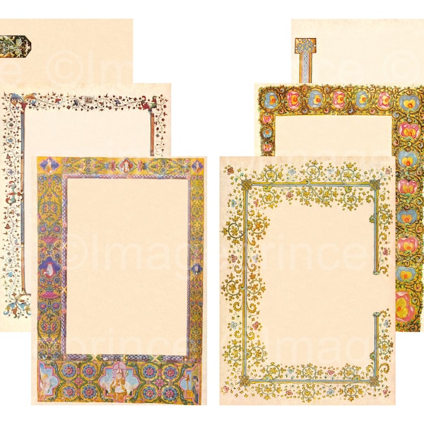 Medieval journal pages, digital paper, set of 6 for junk journal, card-making, collage, stationery, Instant download